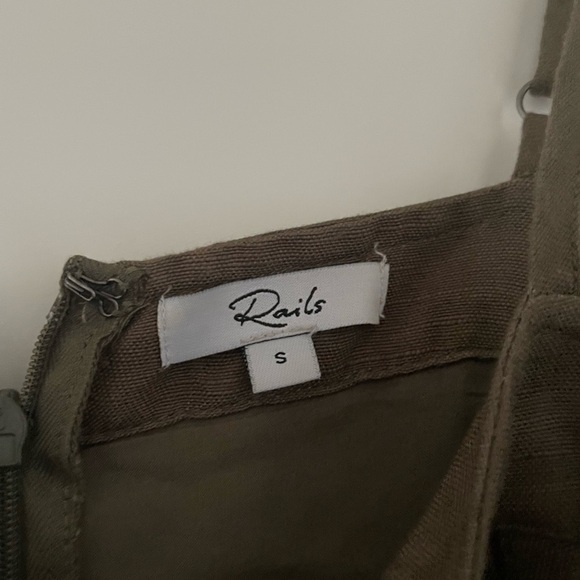 Rails Harper Button Front Cropped Linen Jumpsuit Olive Green - Picture 10 of 11